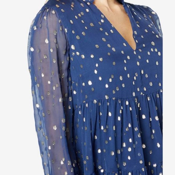 Lilly Pulitzer Dresses Nwt Lilly Pulitzer Sarita Silk Swing Dress High Tide Navy Gold